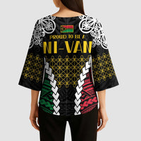 Halo Vanuatu Pride Kimono Sleeve Blouse Vanuatuan Sand Drawing Pattern - Polynesian Pride