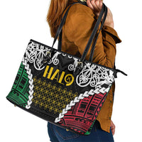 Halo Vanuatu Pride Leather Tote Bag Vanuatuan Sand Drawing Pattern