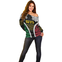 Halo Vanuatu Pride Off Shoulder Sweater Vanuatuan Sand Drawing Pattern