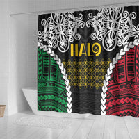 Halo Vanuatu Pride Shower Curtain Vanuatuan Sand Drawing Pattern