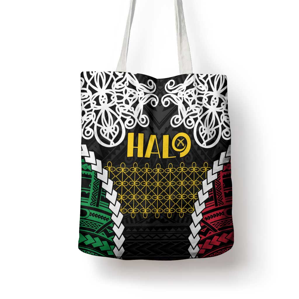 Halo Vanuatu Pride Tote Bag Vanuatuan Sand Drawing Pattern - Polynesian Pride