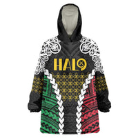Halo Vanuatu Pride Wearable Blanket Hoodie Vanuatuan Sand Drawing Pattern