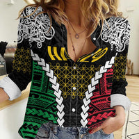 Halo Vanuatu Pride Women Casual Shirt Vanuatuan Sand Drawing Pattern