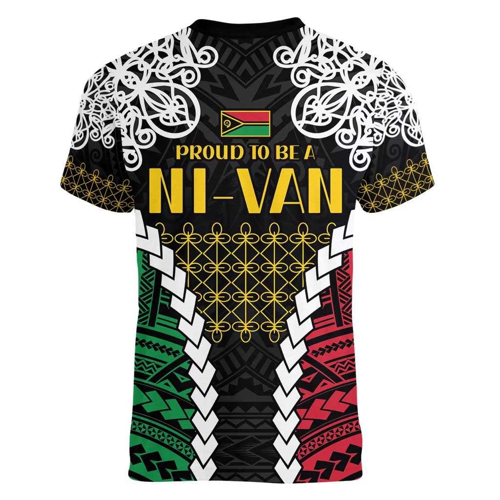 Halo Vanuatu Pride Women V-Neck T-Shirt Vanuatuan Sand Drawing Pattern LT9 - Polynesian Pride
