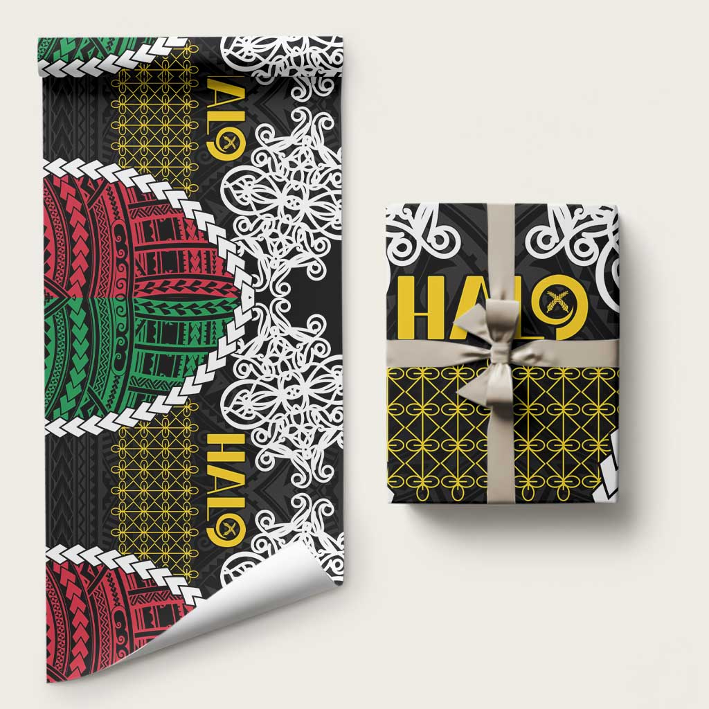 Halo Vanuatu Pride Wrapping Paper Vanuatuan Sand Drawing Pattern - Polynesian Pride