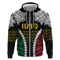 Halo Vanuatu Pride Zip Hoodie Vanuatuan Sand Drawing Pattern