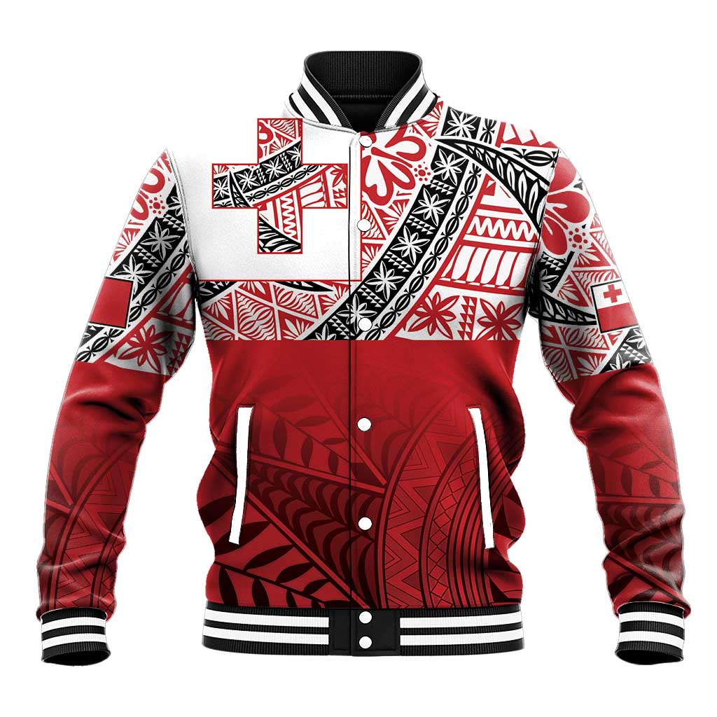 Malo e lelei Tonga Baseball Jacket Ngatu Tokelau Feletoa Fata Traditional Polynesian Pattern