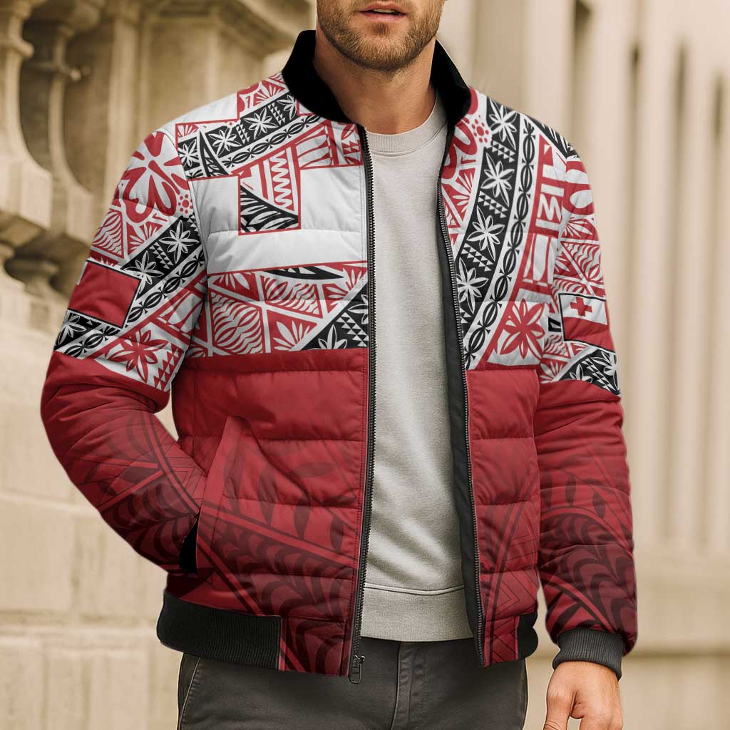 Malo e lelei Tonga Bomber Puffer Jacket Ngatu Tokelau Feletoa Fata Traditional Polynesian Pattern - Polynesian Pride