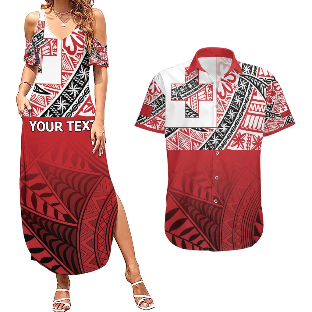 Malo e lelei Tonga Couples Matching Summer Maxi Dress and Hawaiian Shirt Ngatu Tokelau Feletoa Fata Traditional Polynesian Pattern