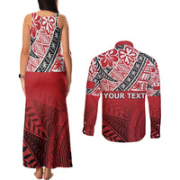 Malo e lelei Tonga Couples Matching Tank Maxi Dress and Long Sleeve Button Shirt Ngatu Tokelau Feletoa Fata Traditional Polynesian Pattern