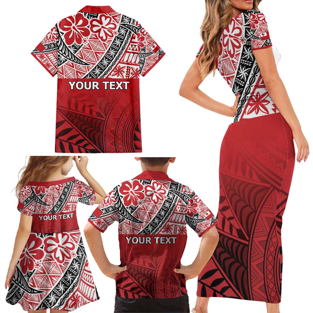 Malo e lelei Tonga Family Matching Short Sleeve Bodycon Dress and Hawaiian Shirt Ngatu Tokelau Feletoa Fata Traditional Polynesian Pattern