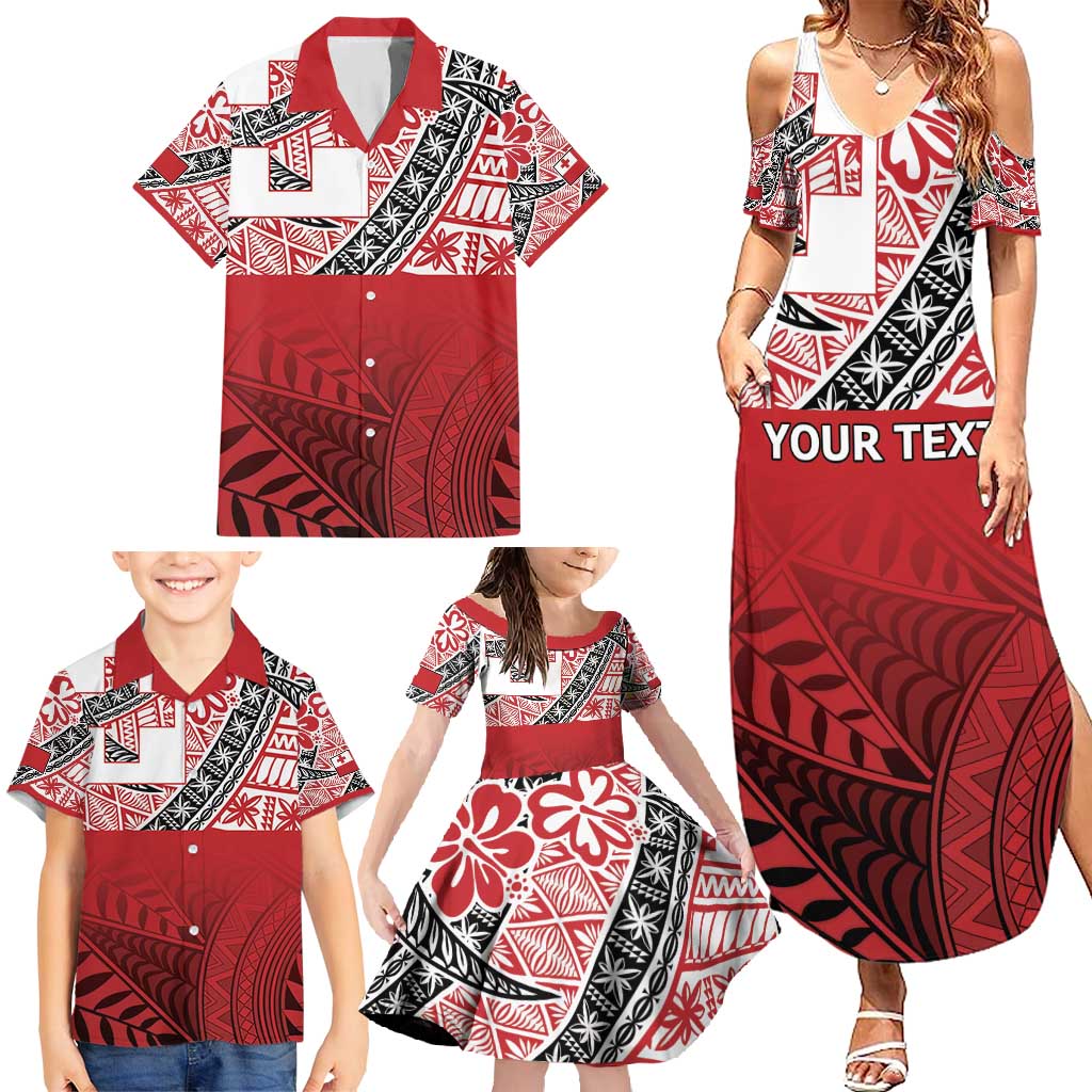 Malo e lelei Tonga Family Matching Summer Maxi Dress and Hawaiian Shirt Ngatu Tokelau Feletoa Fata Traditional Polynesian Pattern
