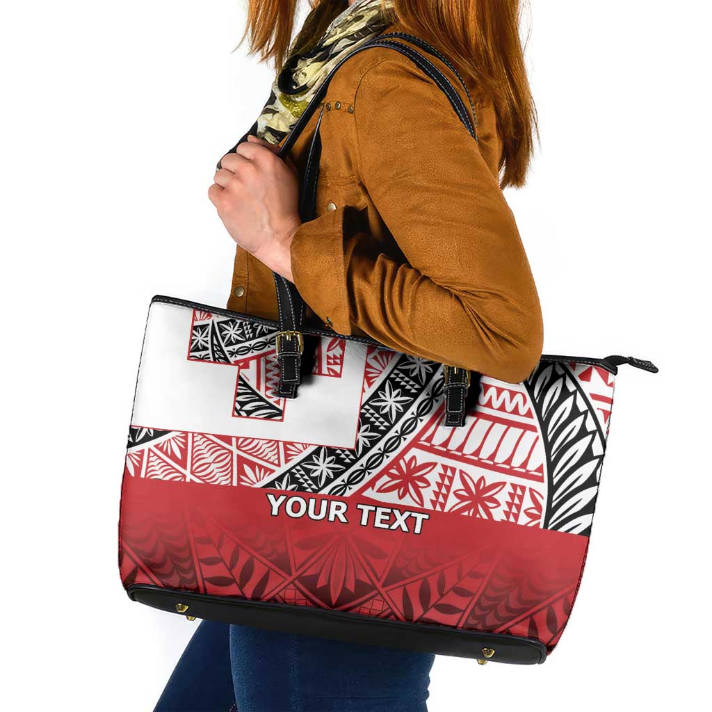 Malo e lelei Tonga Leather Tote Bag Ngatu Tokelau Feletoa Fata Traditional Polynesian Pattern