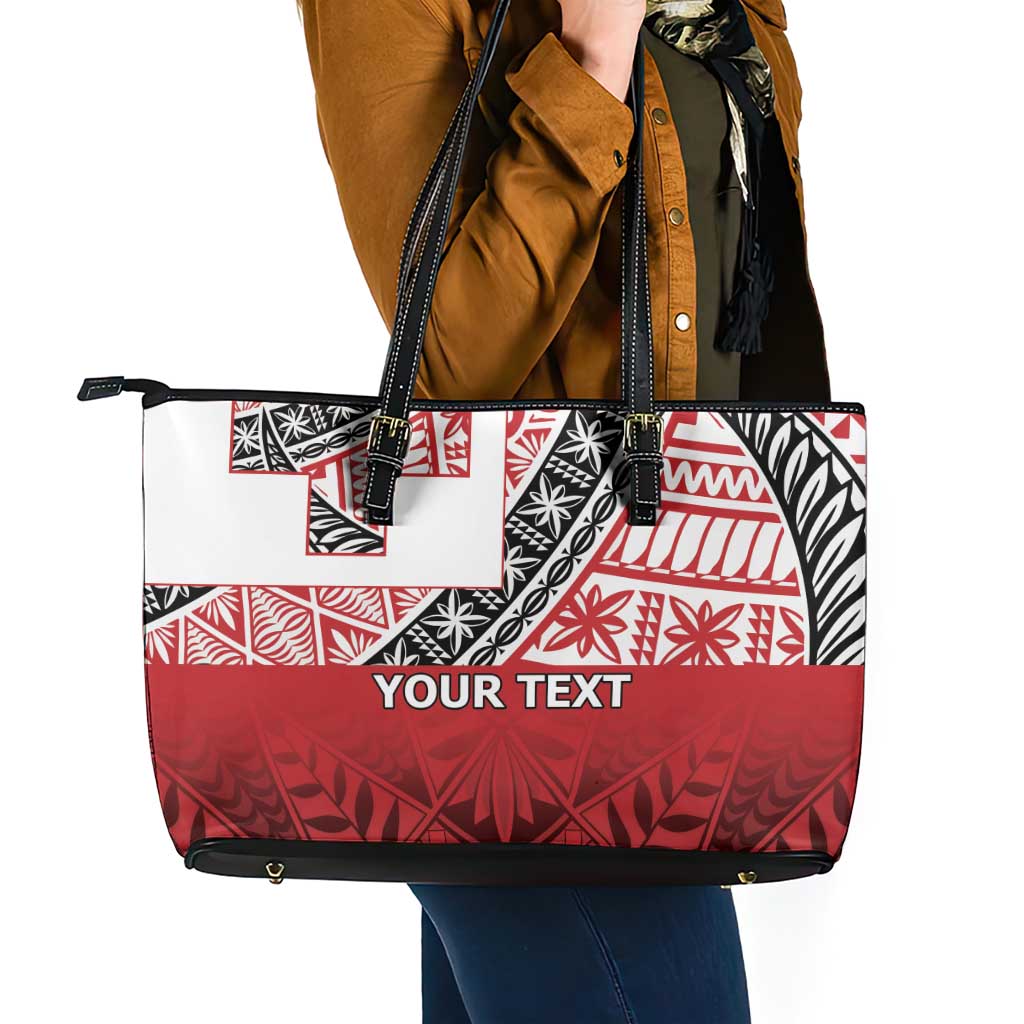 Malo e lelei Tonga Leather Tote Bag Ngatu Tokelau Feletoa Fata Traditional Polynesian Pattern