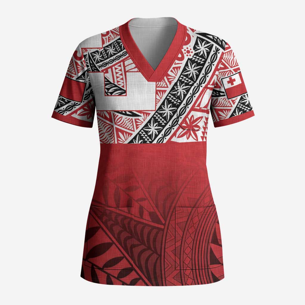 Malo e lelei Tonga Scrub Top Ngatu Tokelau Feletoa Fata Traditional Polynesian Pattern - Polynesian Pride