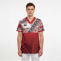 Malo e lelei Tonga Scrub Top Ngatu Tokelau Feletoa Fata Traditional Polynesian Pattern - Polynesian Pride