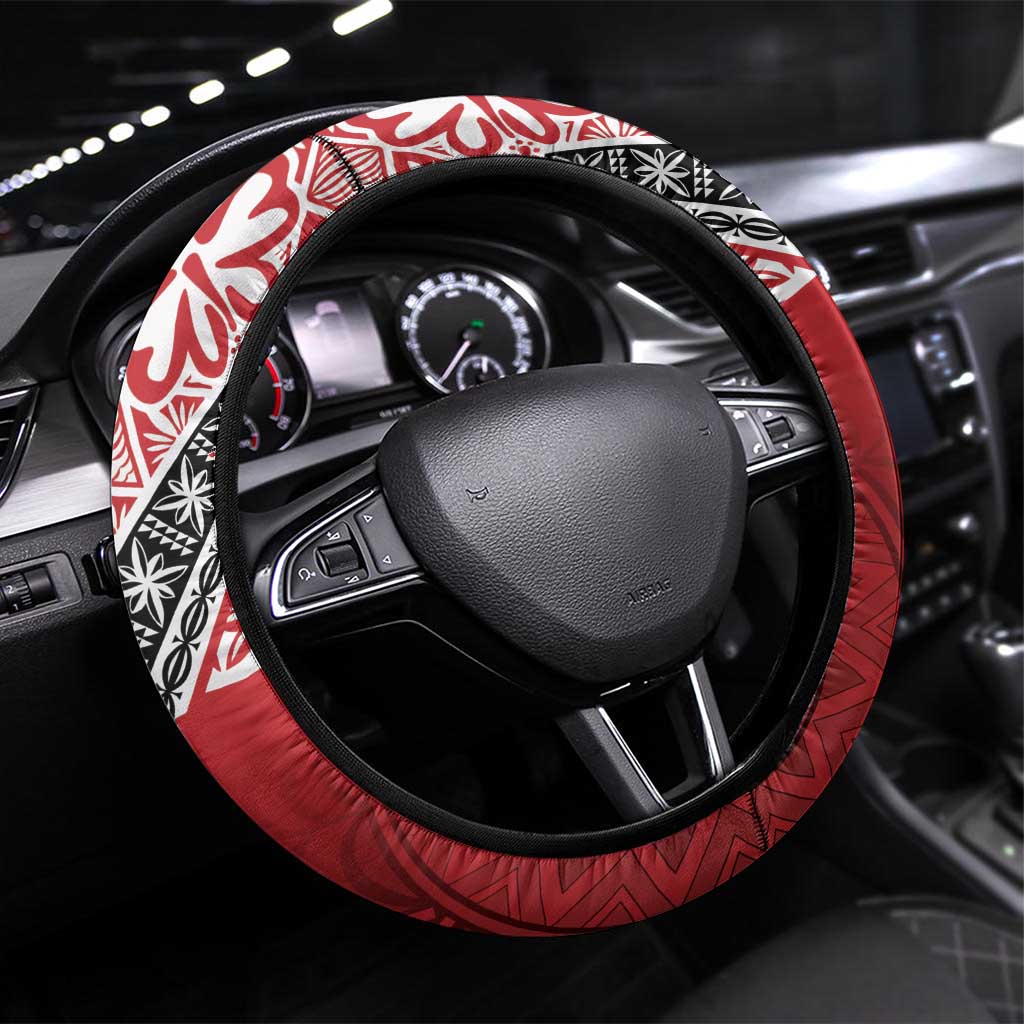 Malo e lelei Tonga Steering Wheel Cover Ngatu Tokelau Feletoa Fata Traditional Polynesian Pattern