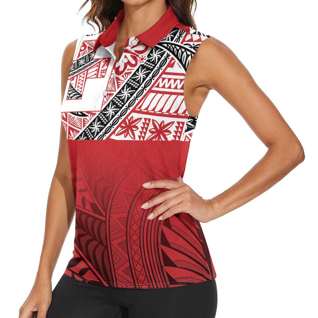 Malo e lelei Tonga Women Sleeveless Polo Shirt Ngatu Tokelau Feletoa Fata Traditional Polynesian Pattern