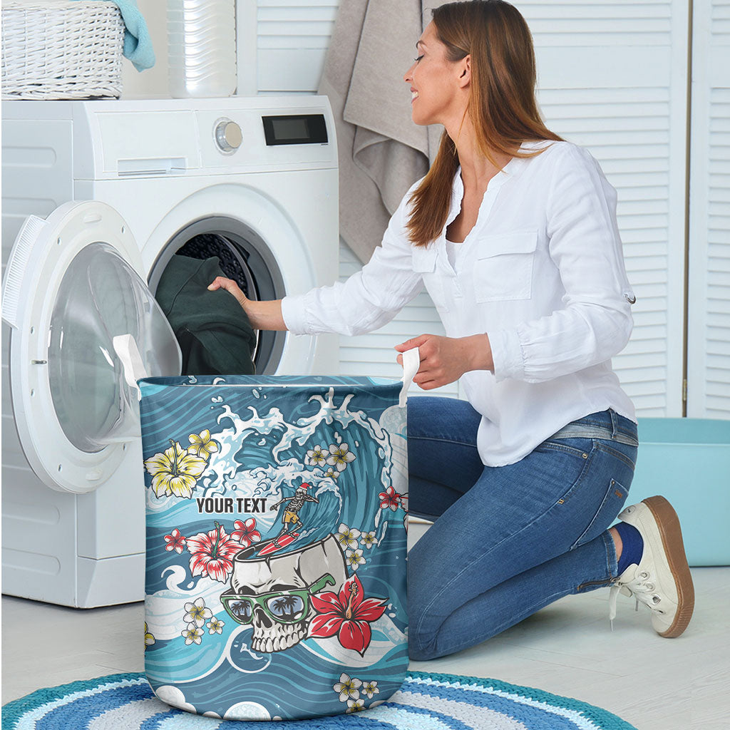 Hawaii Santa Skeleton Surfing Personalized Laundry Basket Mele Kalikimaka i Iulai! LT9 - Polynesian Pride