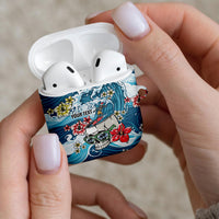 Hawaii Santa Skeleton Surfing Personalized AirPods Case Mele Kalikimaka i Iulai! LT9 - Polynesian Pride