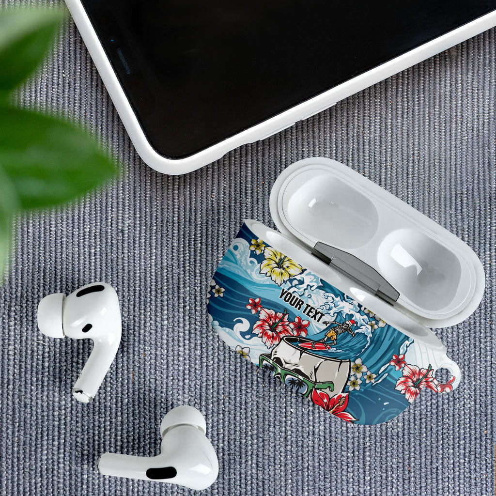 Hawaii Santa Skeleton Surfing Personalized AirPods Case Mele Kalikimaka i Iulai! LT9 - Polynesian Pride