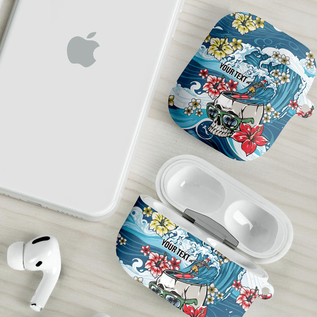 Hawaii Santa Skeleton Surfing Personalized AirPods Case Mele Kalikimaka i Iulai! LT9 - Polynesian Pride