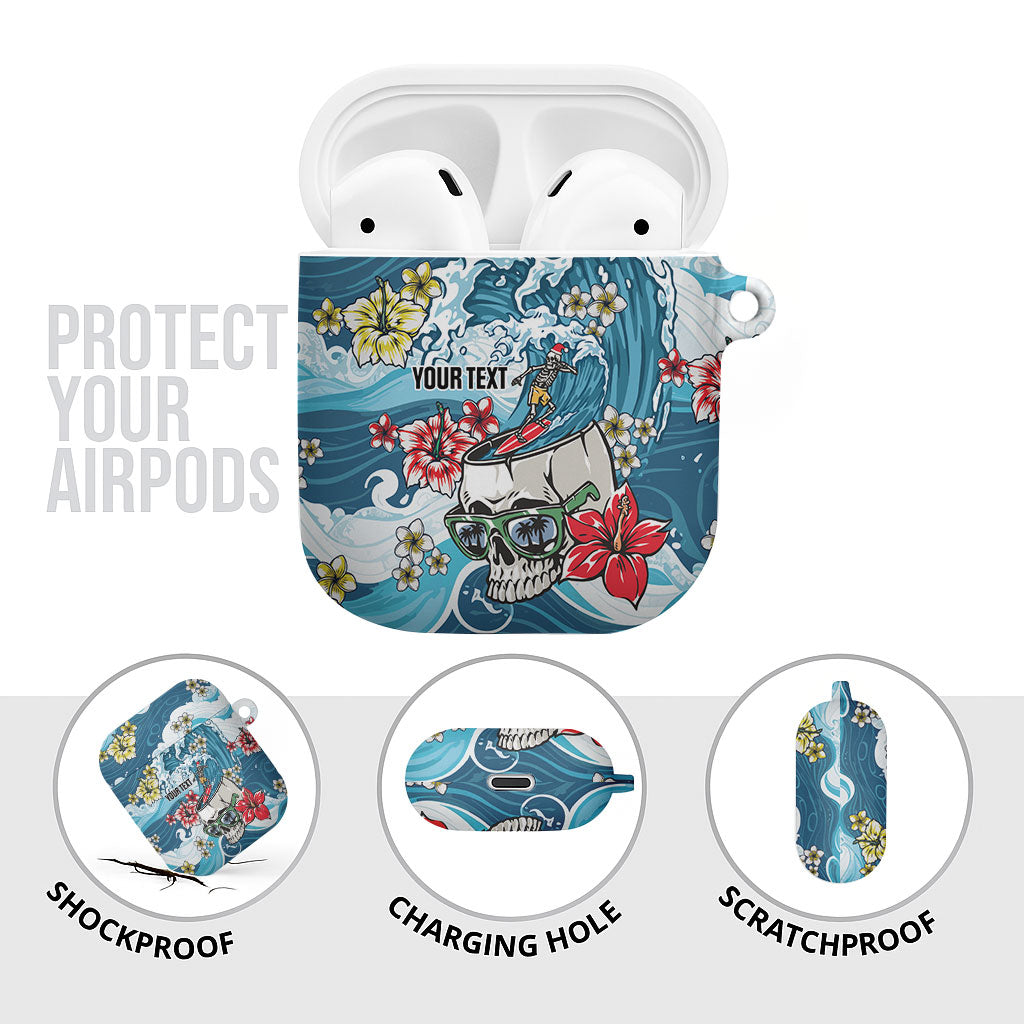 Hawaii Santa Skeleton Surfing Personalized AirPods Case Mele Kalikimaka i Iulai! LT9 - Polynesian Pride