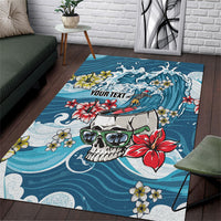 Hawaii Santa Skeleton Surfing Personalized Area Rug Mele Kalikimaka i Iulai! LT9 Blue - Polynesian Pride