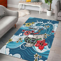 Hawaii Santa Skeleton Surfing Personalized Area Rug Mele Kalikimaka i Iulai! LT9 - Polynesian Pride