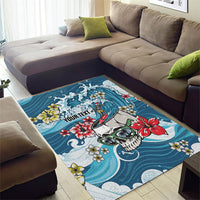 Hawaii Santa Skeleton Surfing Personalized Area Rug Mele Kalikimaka i Iulai! LT9 - Polynesian Pride