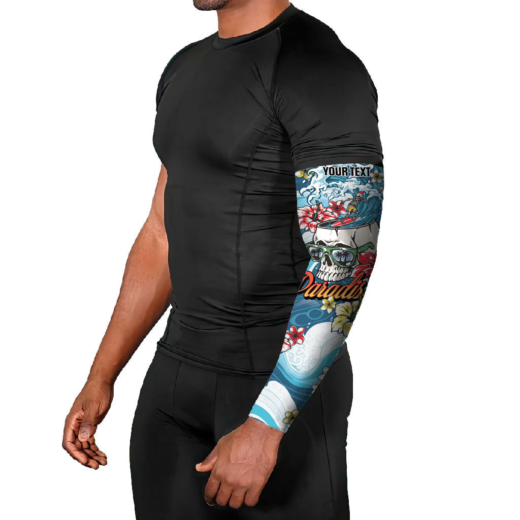 Hawaii Santa Skeleton Surfing Personalized Arm Sleeves Mele Kalikimaka i Iulai! LT9 - Polynesian Pride