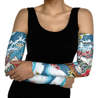 Hawaii Santa Skeleton Surfing Personalized Arm Sleeves Mele Kalikimaka i Iulai! LT9 - Polynesian Pride