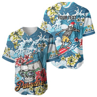 Hawaii Santa Skeleton Surfing Personalized Baseball Jersey Mele Kalikimaka i Iulai! LT9 - Polynesian Pride