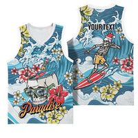 Hawaii Santa Skeleton Surfing Personalized Basketball Jersey Mele Kalikimaka i Iulai! LT9 - Polynesian Pride