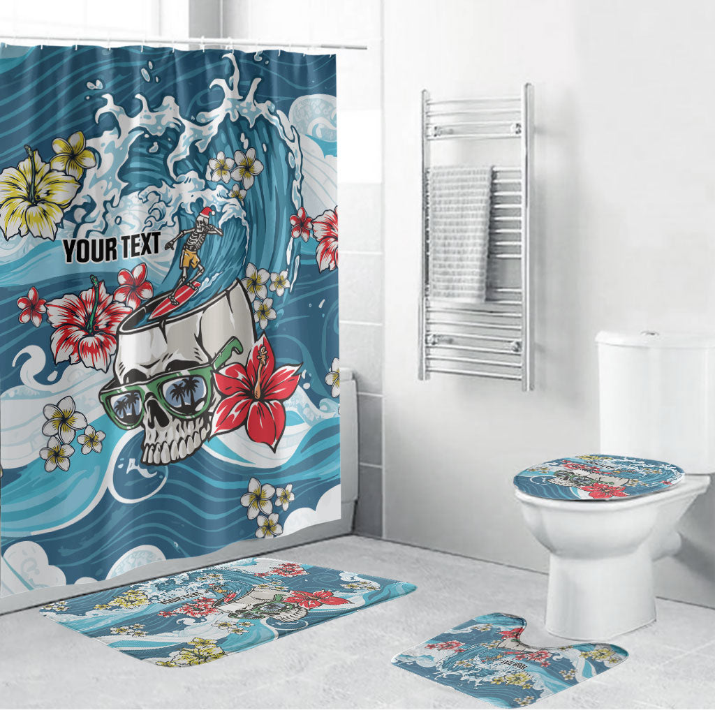 Hawaii Santa Skeleton Surfing Personalized Bathroom Set Mele Kalikimaka i Iulai!