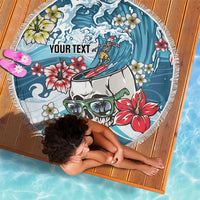 Hawaii Santa Skeleton Surfing Personalized Beach Blanket Mele Kalikimaka i Iulai! LT9 - Polynesian Pride