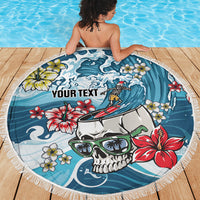Hawaii Santa Skeleton Surfing Personalized Beach Blanket Mele Kalikimaka i Iulai! LT9 - Polynesian Pride