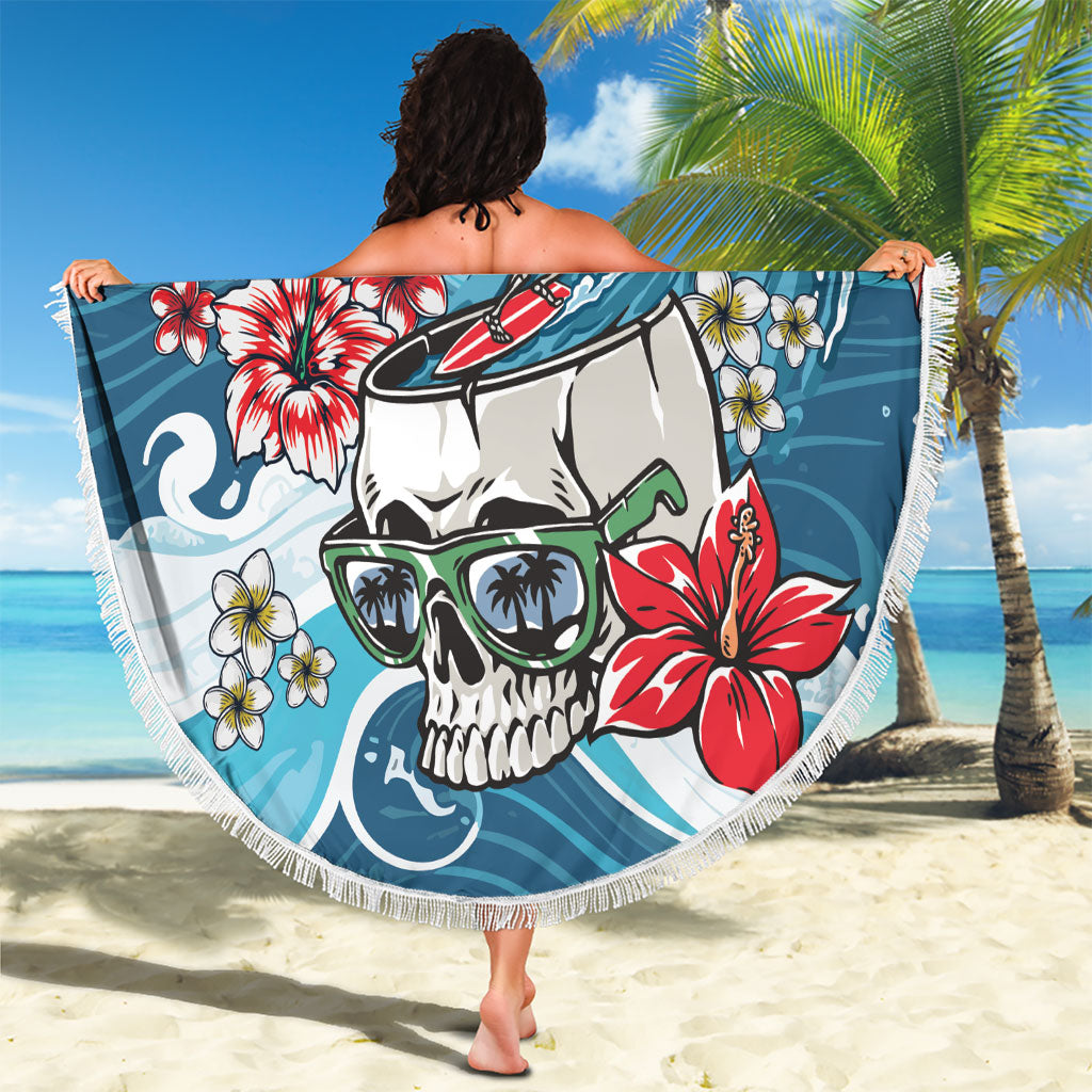 Hawaii Santa Skeleton Surfing Personalized Beach Blanket Mele Kalikimaka i Iulai! LT9 - Polynesian Pride