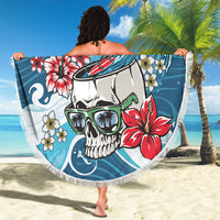 Hawaii Santa Skeleton Surfing Personalized Beach Blanket Mele Kalikimaka i Iulai! LT9 - Polynesian Pride