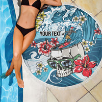 Hawaii Santa Skeleton Surfing Personalized Beach Blanket Mele Kalikimaka i Iulai! LT9 - Polynesian Pride