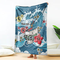 Hawaii Santa Skeleton Surfing Personalized Blanket Mele Kalikimaka i Iulai! LT9 - Polynesian Pride