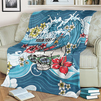 Hawaii Santa Skeleton Surfing Personalized Blanket Mele Kalikimaka i Iulai! LT9 - Polynesian Pride