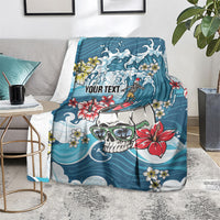 Hawaii Santa Skeleton Surfing Personalized Blanket Mele Kalikimaka i Iulai! LT9 - Polynesian Pride