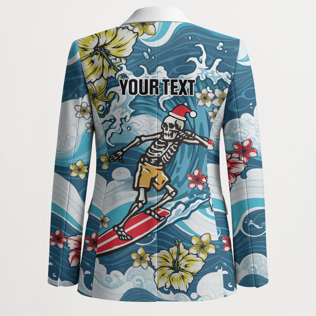 Hawaii Santa Skeleton Surfing Personalized Blazer Mele Kalikimaka i Iulai! LT9 - Polynesian Pride