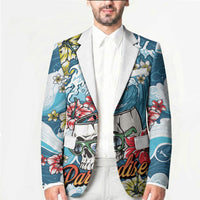 Hawaii Santa Skeleton Surfing Personalized Blazer Mele Kalikimaka i Iulai! LT9 - Polynesian Pride