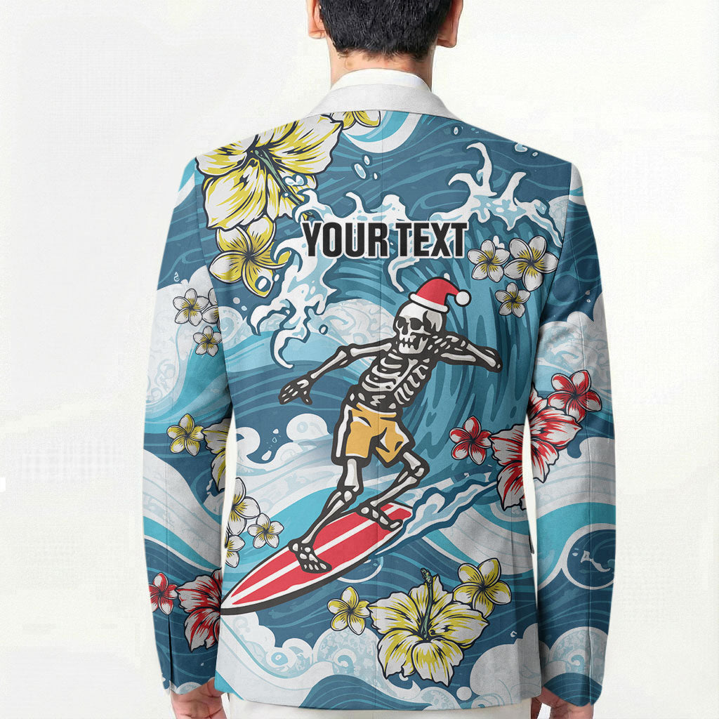 Hawaii Santa Skeleton Surfing Personalized Blazer Mele Kalikimaka i Iulai! LT9 - Polynesian Pride