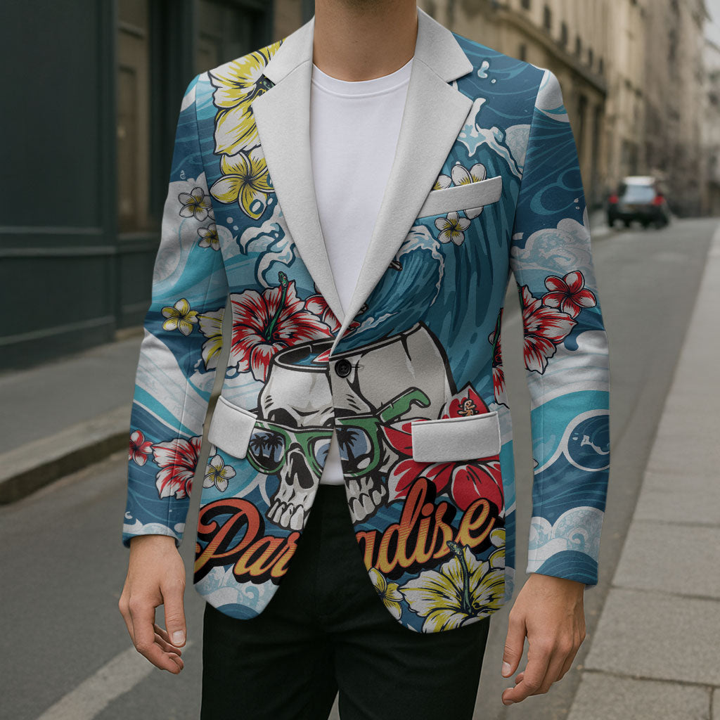 Hawaii Santa Skeleton Surfing Personalized Blazer Mele Kalikimaka i Iulai! LT9 - Polynesian Pride
