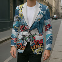 Hawaii Santa Skeleton Surfing Personalized Blazer Mele Kalikimaka i Iulai! LT9 - Polynesian Pride