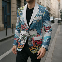 Hawaii Santa Skeleton Surfing Personalized Blazer Mele Kalikimaka i Iulai! LT9 - Polynesian Pride
