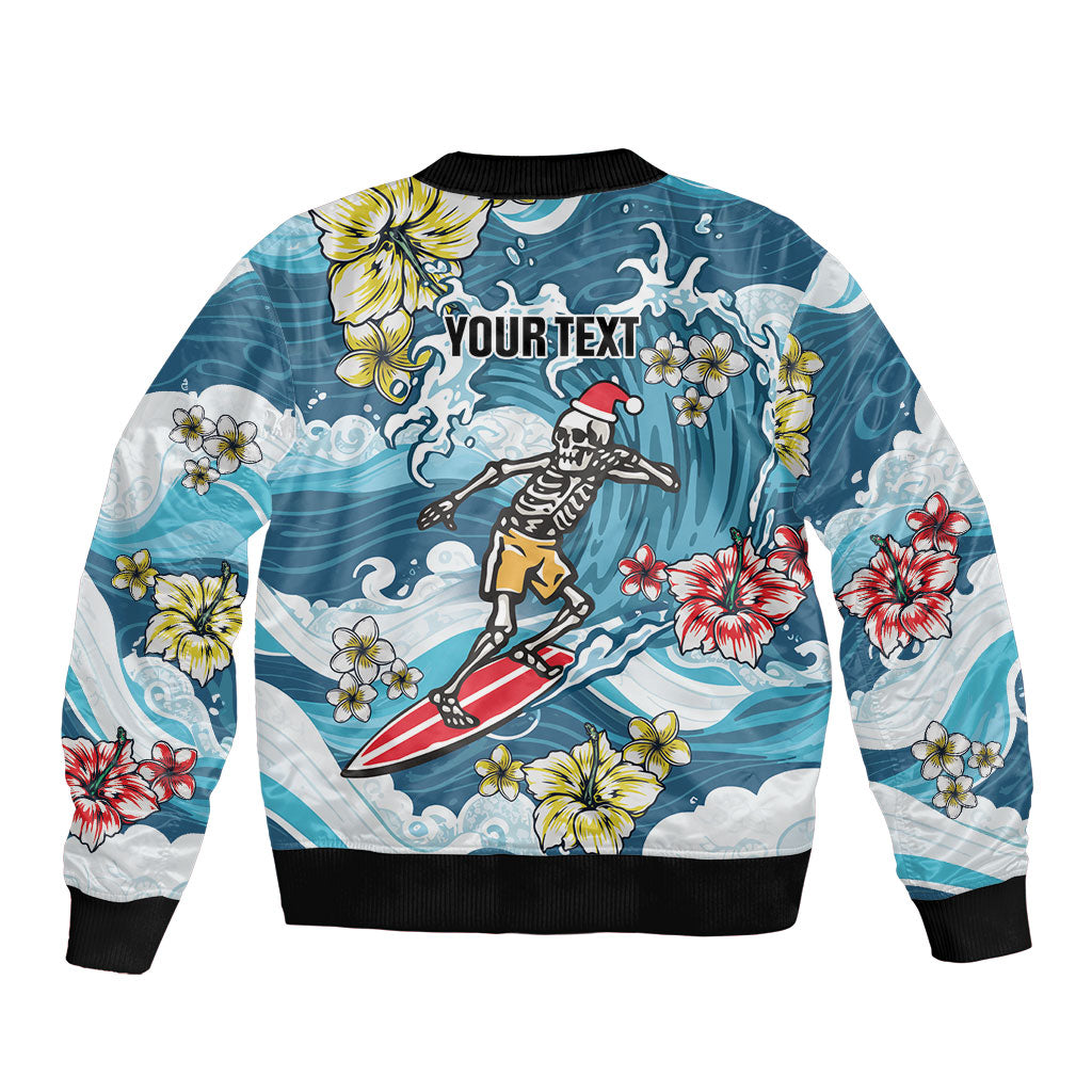 Hawaii Santa Skeleton Surfing Personalized Bomber Jacket Mele Kalikimaka i Iulai! LT9 - Polynesian Pride